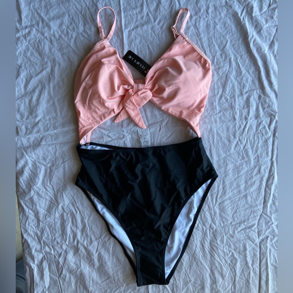 Pink and Black Women's Swimwear